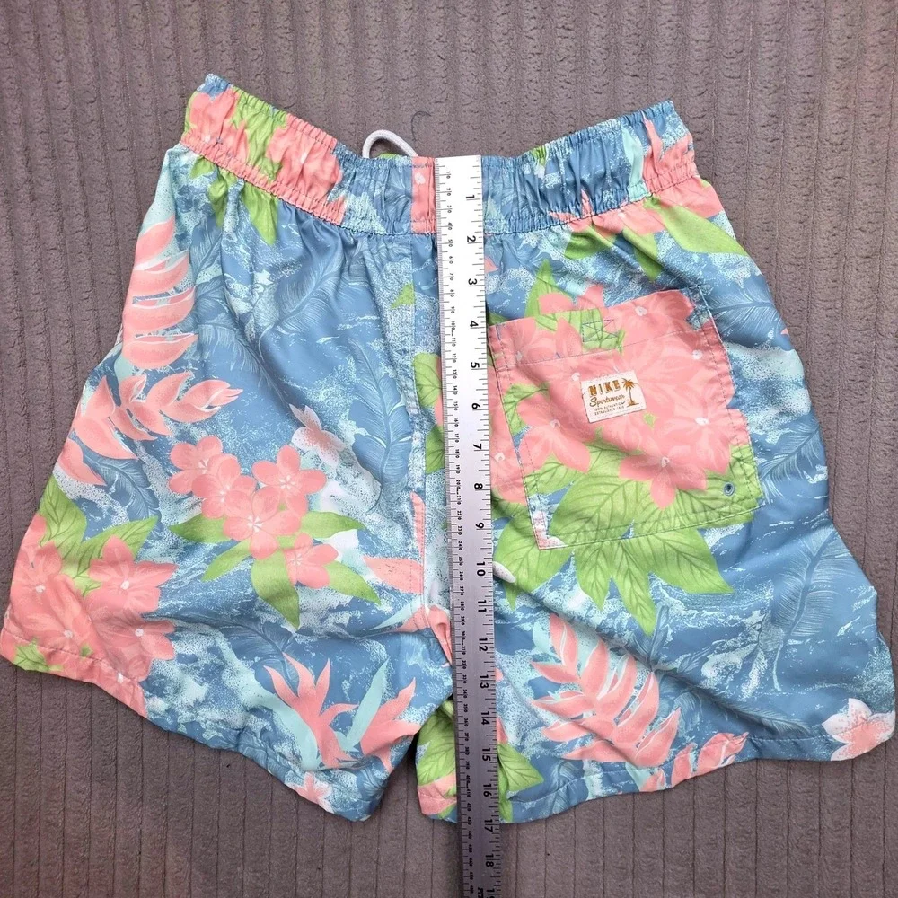 Nike Mens Tropical Floral Swim Trunks Blue Pink Green Mesh Lined Small‎